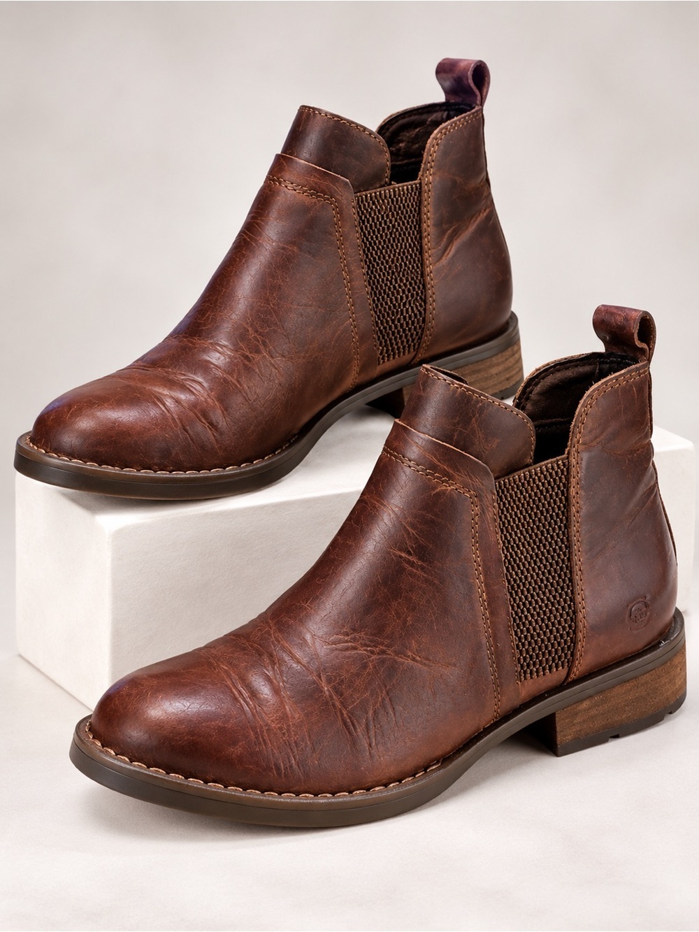 Born Women's Brenta Leather Chelsea Ankle Boots Brown Sz. 6.5 US Model BR0012106